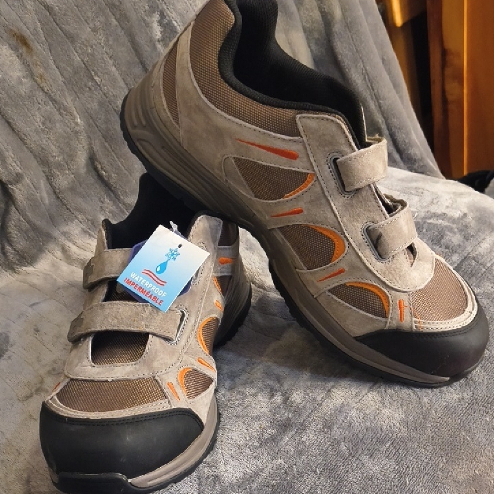 Men's Brown and Orange Velcro Shoes